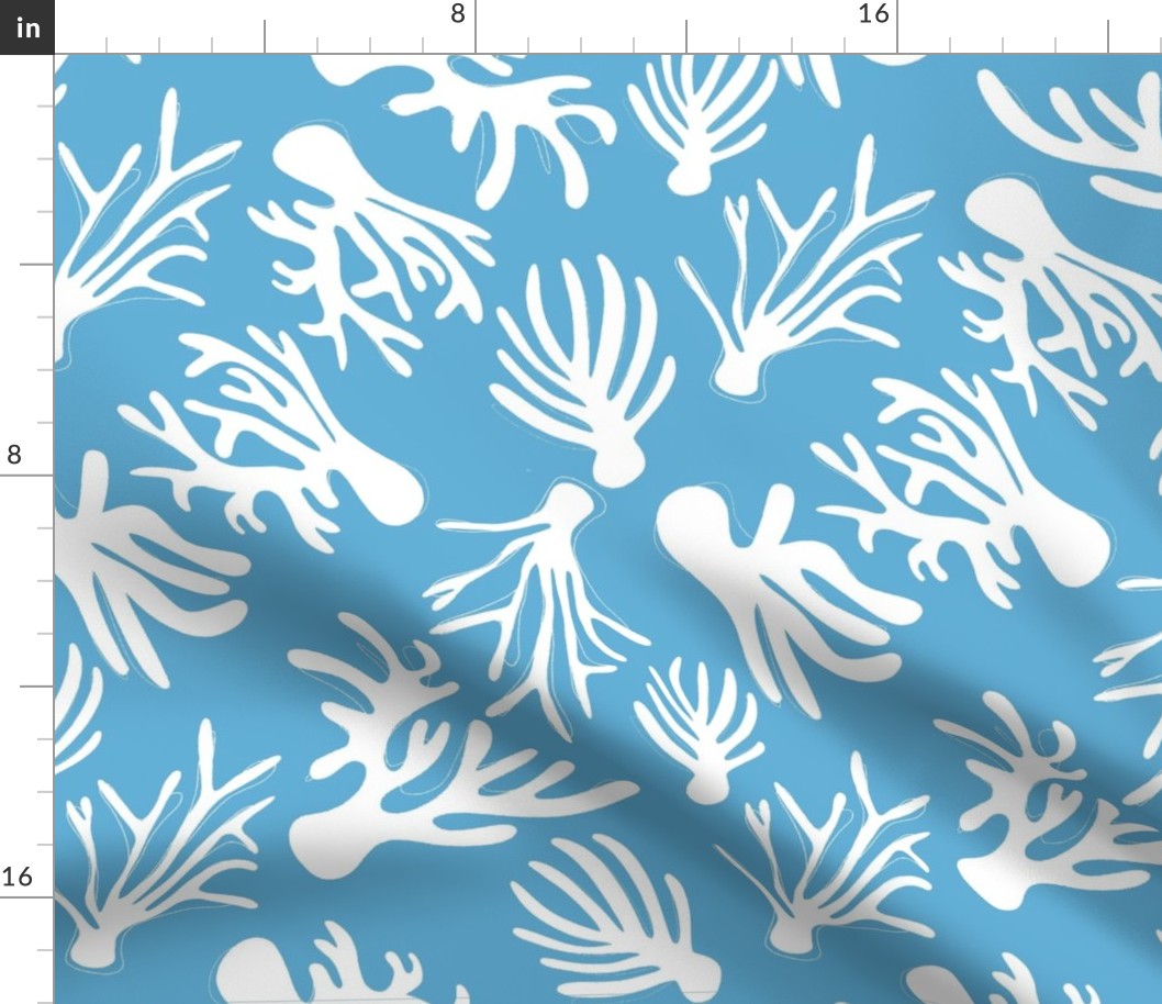 Seaside Dreams: Hand-Drawn Abstract Coral Print Design for Vibrant Soft Furnishings Jumbo