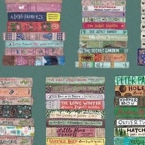 Children's Bookstacks - Green-Blue Background