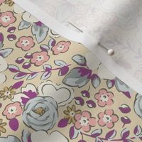Kitsch Valentine cottagecore ditsy - Neutral Periwinkle and Buff