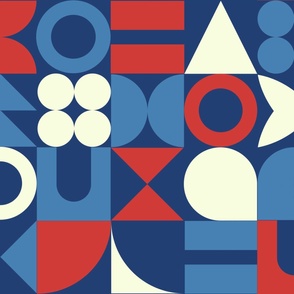 Abstract Blue Red White Shapes - Large
