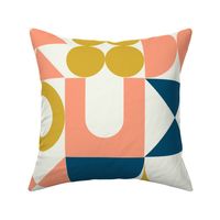 Mid-Century Modern Shapes Pink Blue Gold - Large