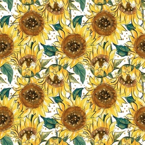 Sunflowers hand painted flowers // yellow gold