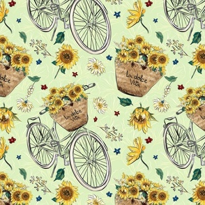 Rustic bicycle sunflowers Cottagecore