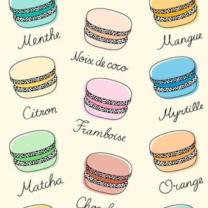 French Macarons Pattern on Vanilla