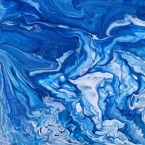 Shade of Blue & White Acrylic Pour Design