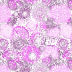 Pastel Spring Star Burst Shrooms Sea Urchins Hot Pink