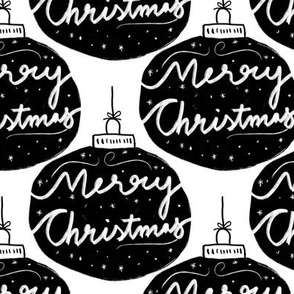 Minimal Black and White Merry Christmas Baubles