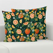 Citrus tree dark green background