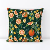 Citrus tree dark green background