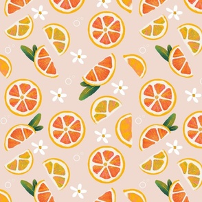 Citrus slices blush background| floral citrus 