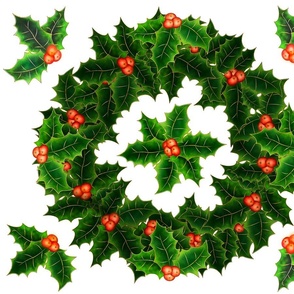 Christmas Holly Berry wreath fat quarter