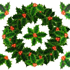 Christmas Holly Berry wreath fat quarter