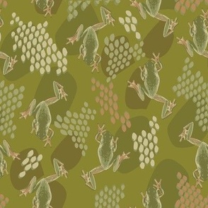 Frog camouflage // green background // small scale