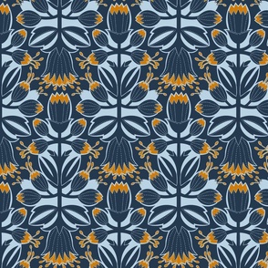  folk flowers on a navy blue background 8   