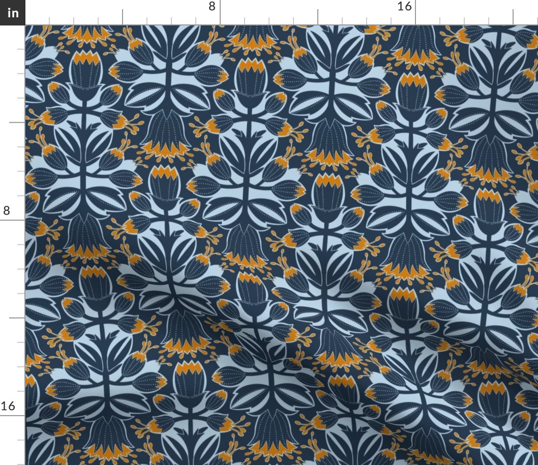  folk flowers on a navy blue background 6  