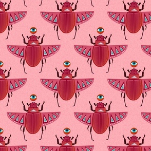 Pink Scarab Beetle in PInk Medium New 