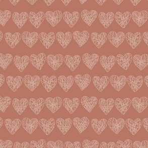 Horizontal Hearts Valentines Pink on Pink