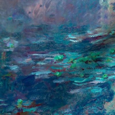 Claude Monet  Water Lilies in mixed blue