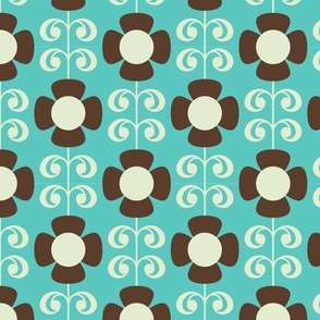 Daisies - Turquoise, brown - Big