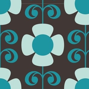 Daisies big - black, turquoise