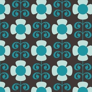 Daisies - Black, turquoise - Medium