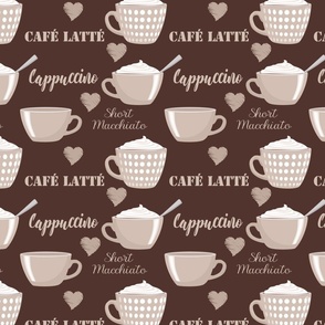 Cafe Latte Brown Coffee Cup Cappuccino Lover Machiatto Heart