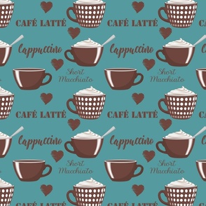 Cafe Latte Cappuccino Brown Coffee Cups Cream Caffeine Lover