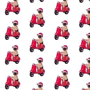 Christmas pugs on Vespas 