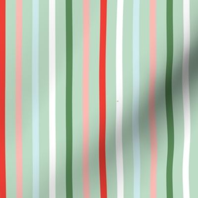 Mint Holiday Stripe - Medium Scale