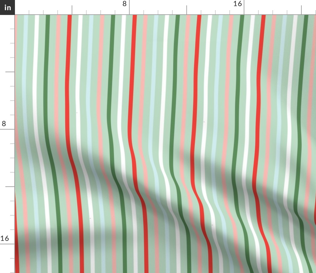 Mint Holiday Stripe - Medium Scale