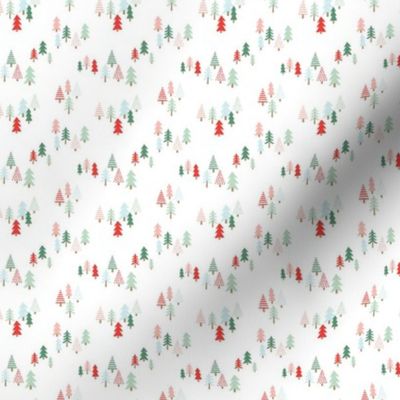 Colorful Christmas Trees on White - Tiny Scale