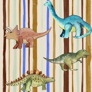 Dinosaurs On Stripes