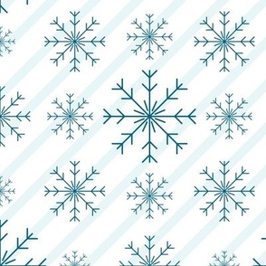 Blue Snowflakes on stripe background