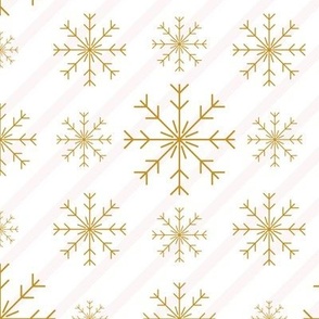 Gold Snowflakes on stripe background