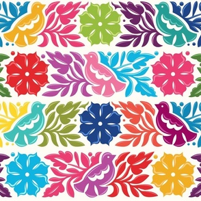 Colorful Birds and Flowers Pattern