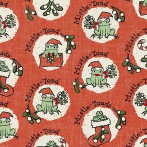 Mistle Toad Mistletoe Holiday Christmas Red Large Scalle