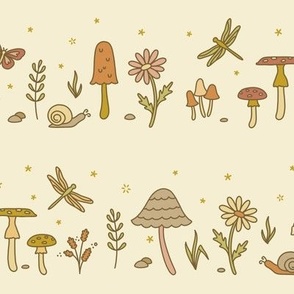Mushroom Storybook Garden in Muted Colors (Large Size)