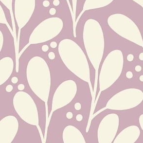 Meadow - leaves - lavender and beige -large scale 