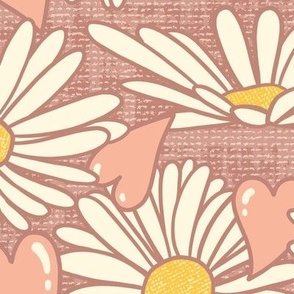 Daisy Love on Vintage Pink (Extra Large Scale)