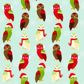 Holiday Owls on Mint