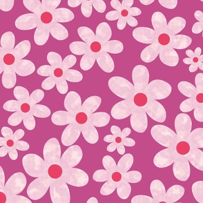 Fuchsia pink 70s inspired florals