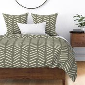 Herringbone Lines in Olive (large scale)