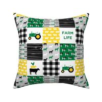 (3" small scale) farm life - wholecloth green, custom yellow, and black - woodgrain  C21