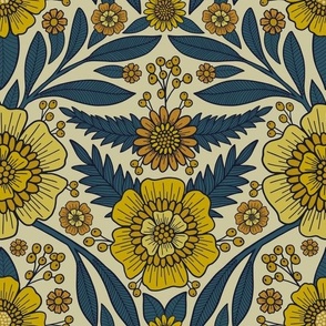 Yellow & Blue Floral Pattern