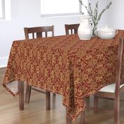 Lion Tapestry in Red Gold