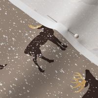 Majestic Deer in the Snow, Taupe