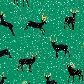 Majestic Deer in the Snow, Green