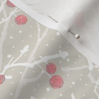 Snowy Cardinals Tea Towel | Soft Mushroom