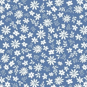 Country Floral on Blue (Medium Scale)