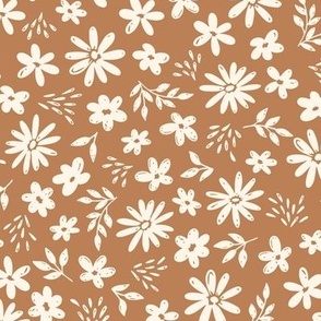 Country Floral on Brown ( Large Scale)